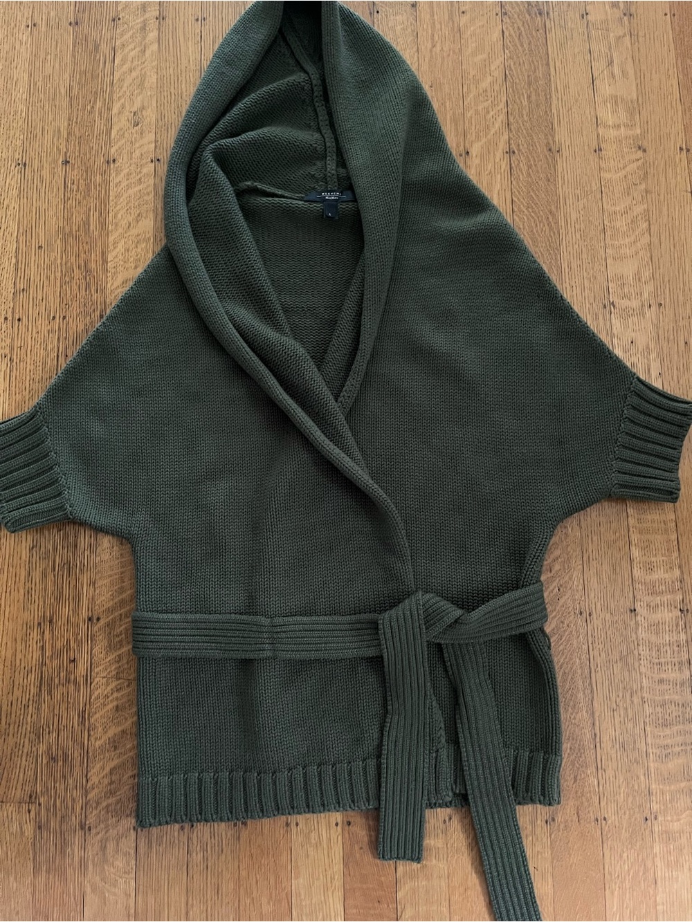 MaxMara Weekend Olive Knit Hooded Sweater - Picture 4 of 14